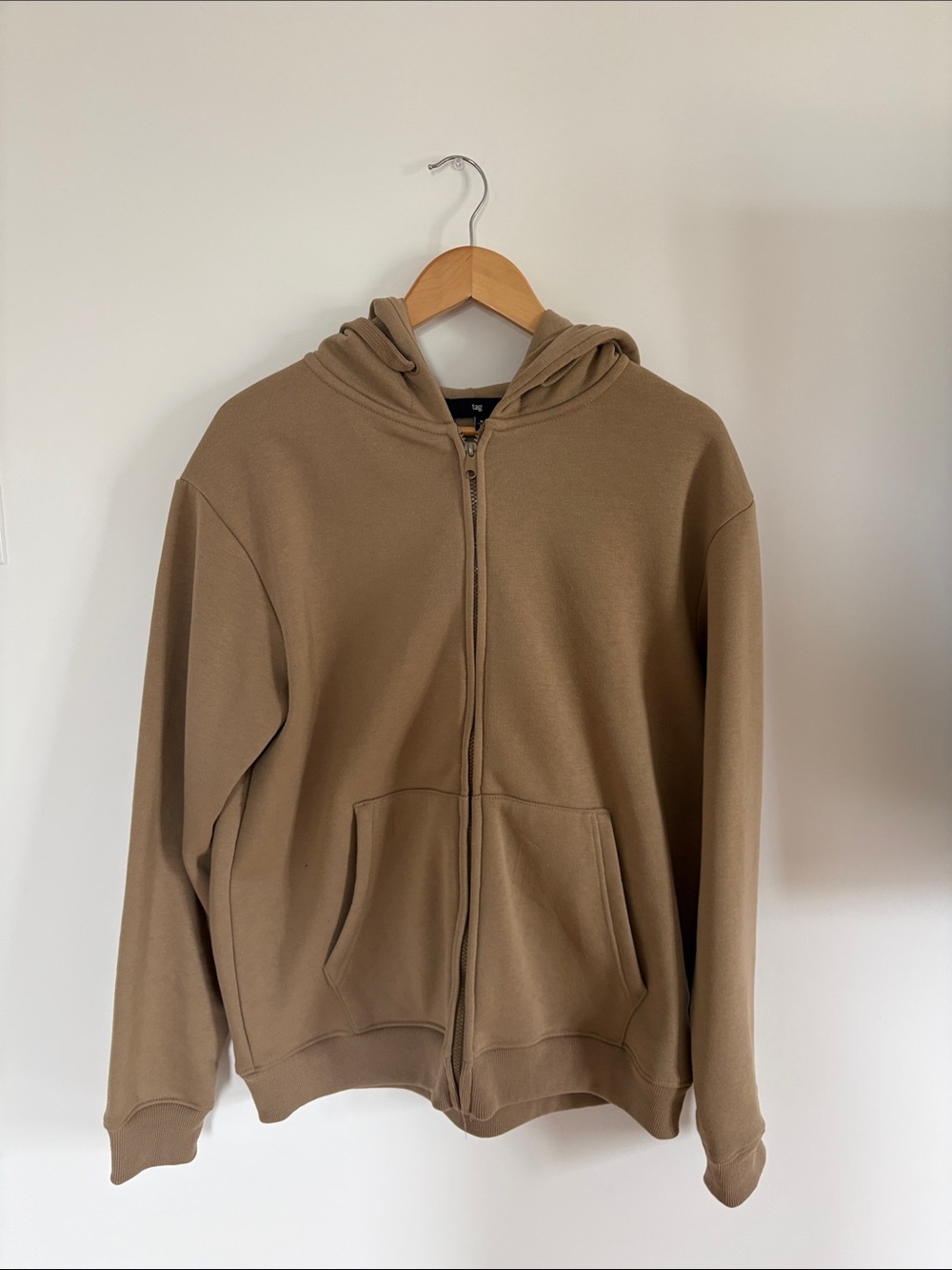 Tag Men's Zip-Up Hoodie - Taupe Brown